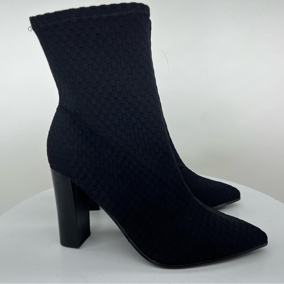Fergie Taryn Ankle Boot Booties Black Basketweave Geometric Dressy Office Career - Picture 7 of 15